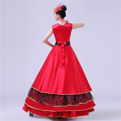  red Flamenco dress for women female ballroom paso double dance dresses spanish bull dance dresses stage performance costumes